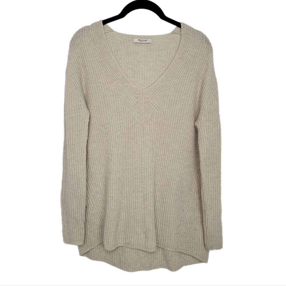 Madewell Woolside V-Neck Sweater Oatmeal Cream Sweater S